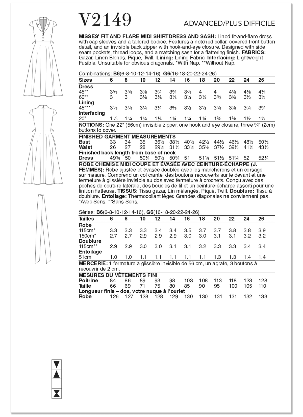 Patron Vogue n°2149 – Robe-chemise midi cintrée et ceinturée