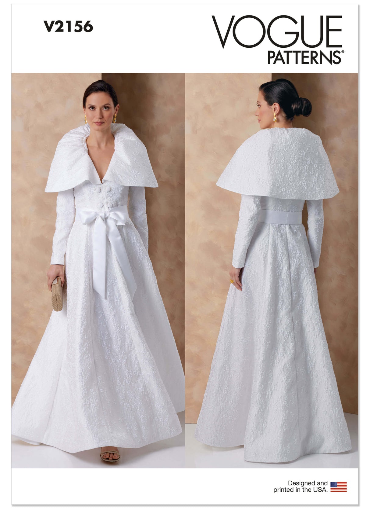 Patron Vogue n°2156 – Robe de soirée à col portrait et ceinture