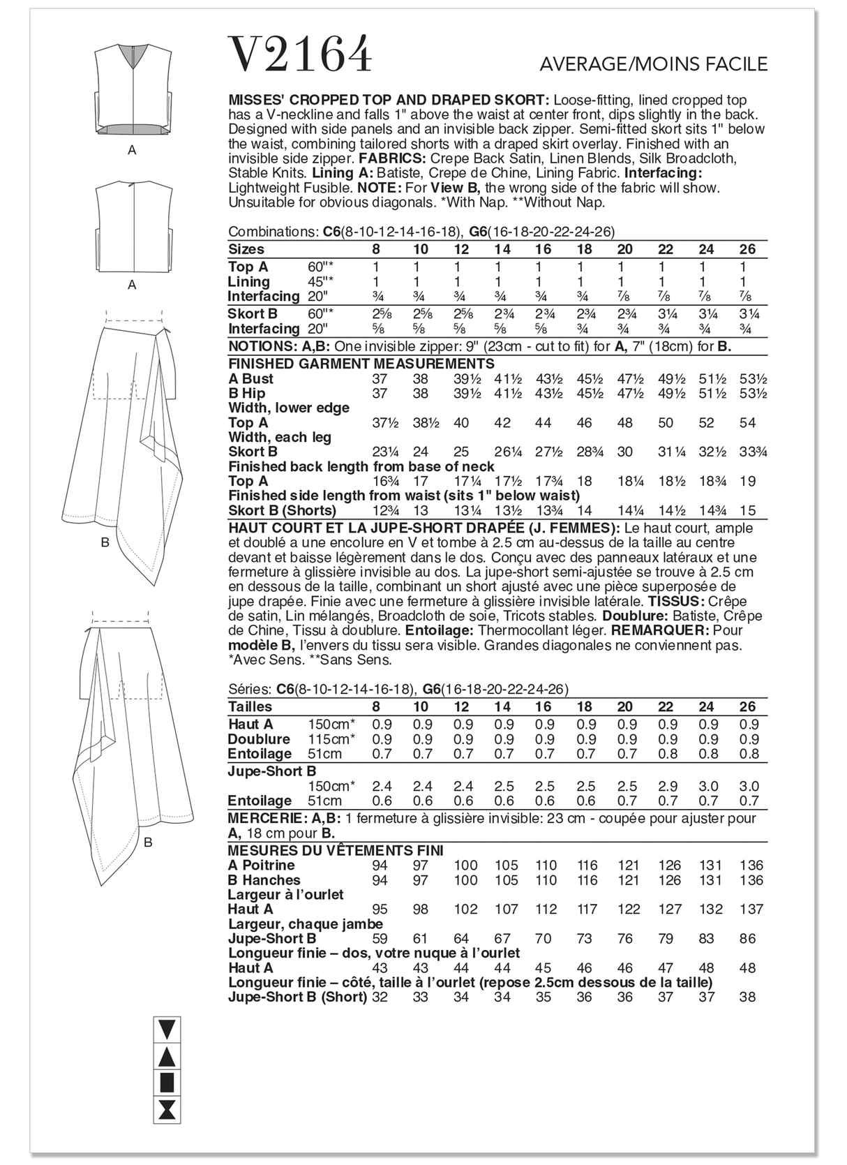 Patron Vogue n°2164 – Haut court et jupe-short drapée