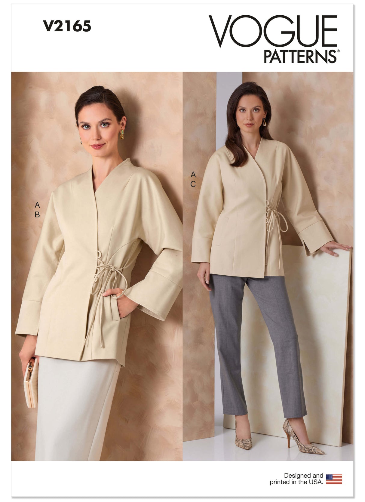 Patron Vogue n°2165 – Veste portefeuille, jupe midi et pantalon