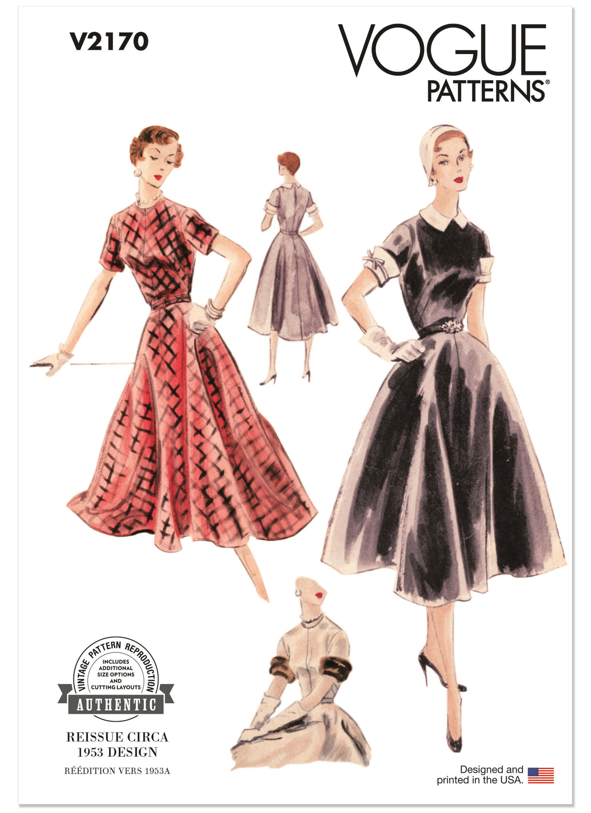 Patron Vogue n°2170 – Robe vintage années 1950 à col amovible