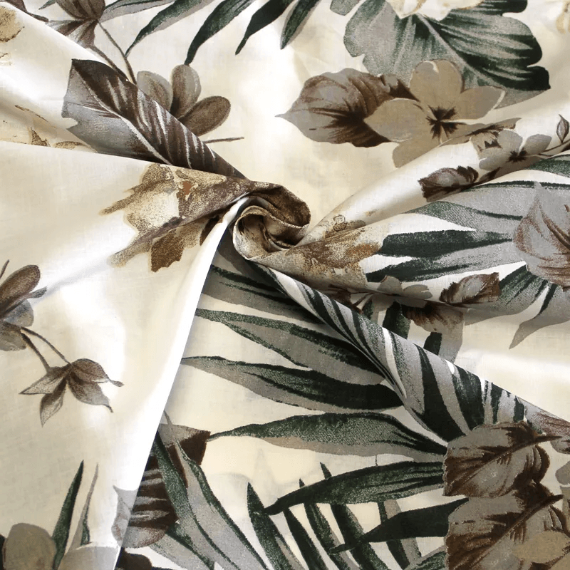 Batiste 100% coton - Fleur tropicale beige