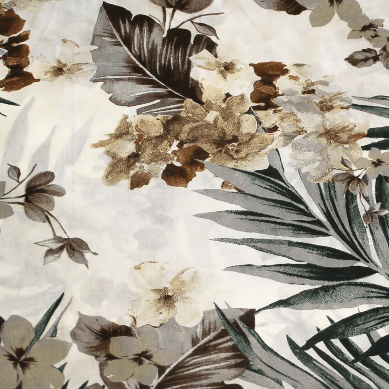 Batiste 100% coton - Fleur tropicale beige