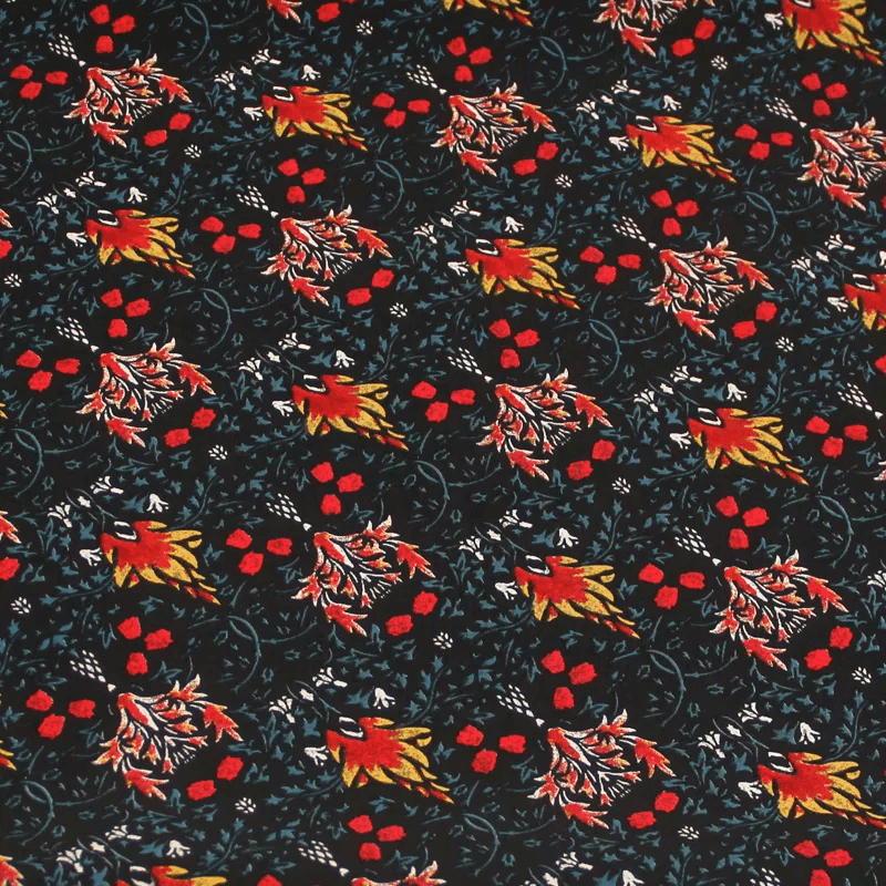 Batiste 100% coton - Fleur bohème rouge