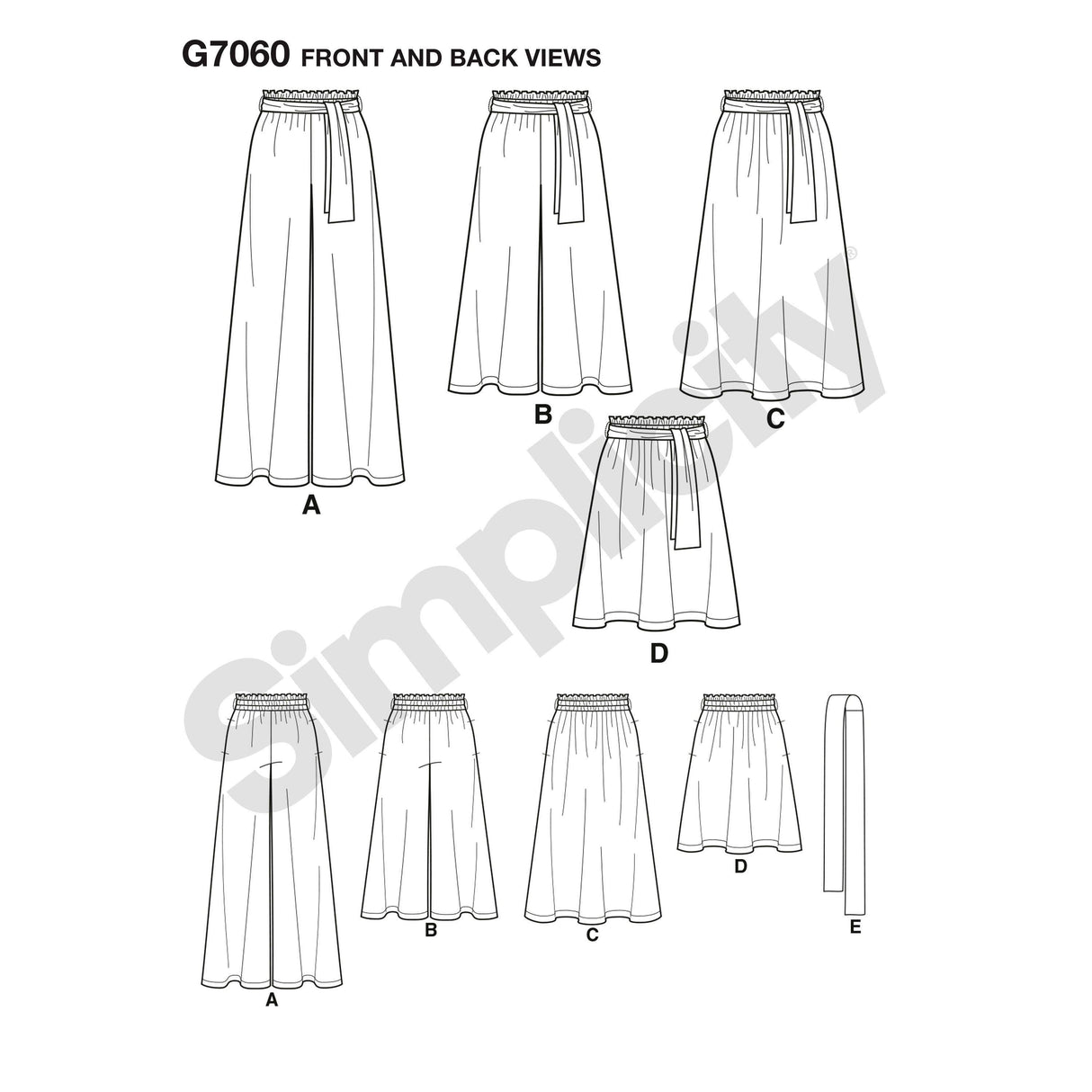 Patron Simplicity n°8605 - Jupe et pantalon amples pour femme