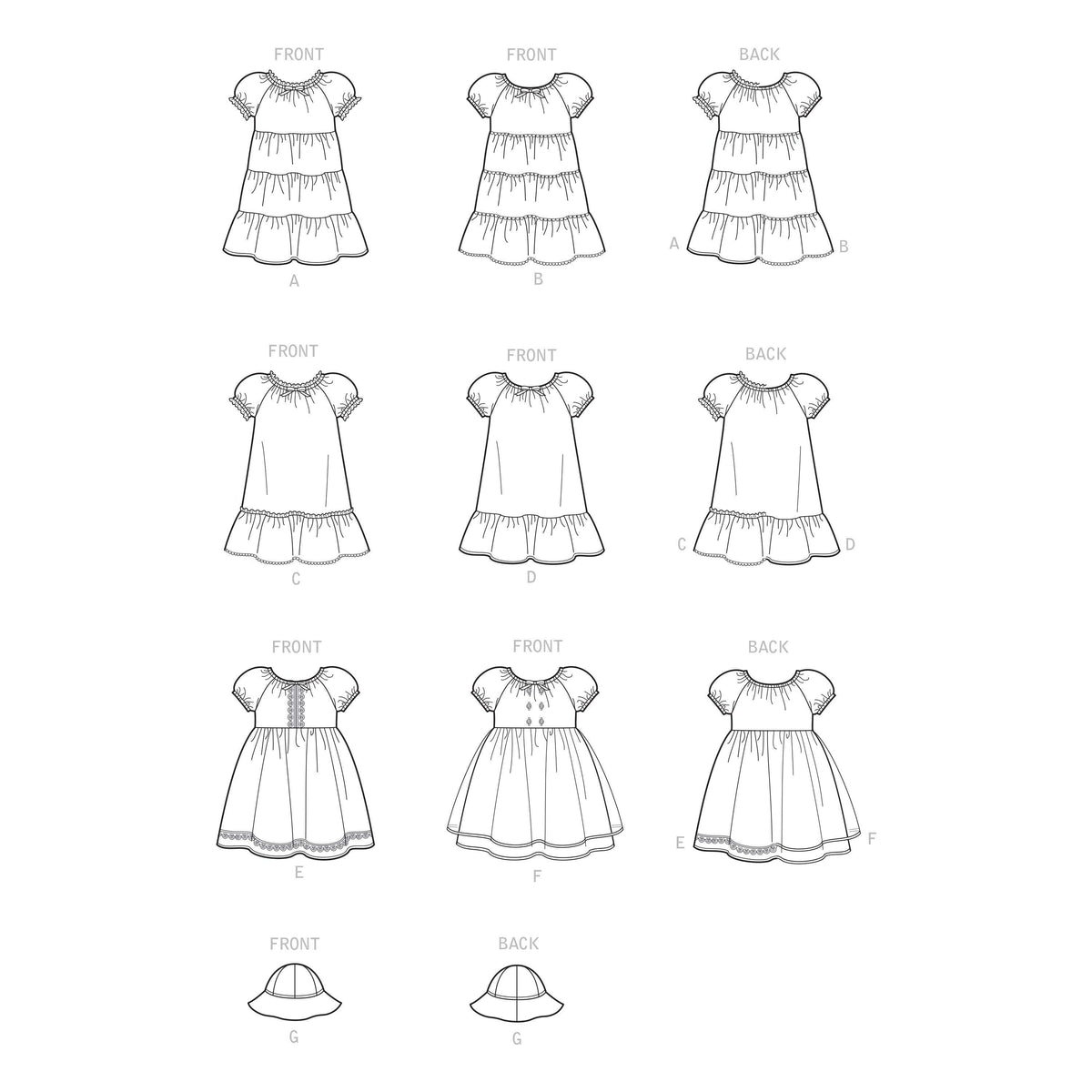 Patron Simplicity n°9126 – Robe fillette manches bouffantes et chapeau