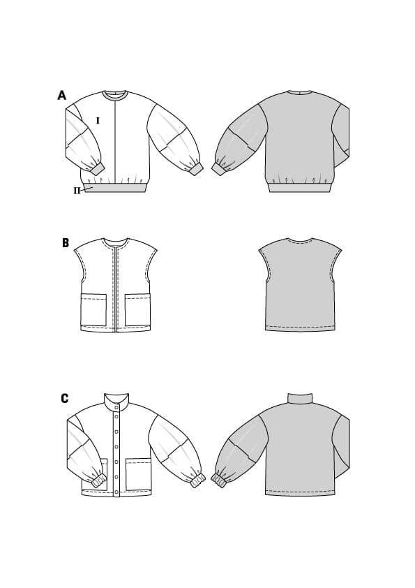 Patron Burda n°5590 - Pull, gilet et veste