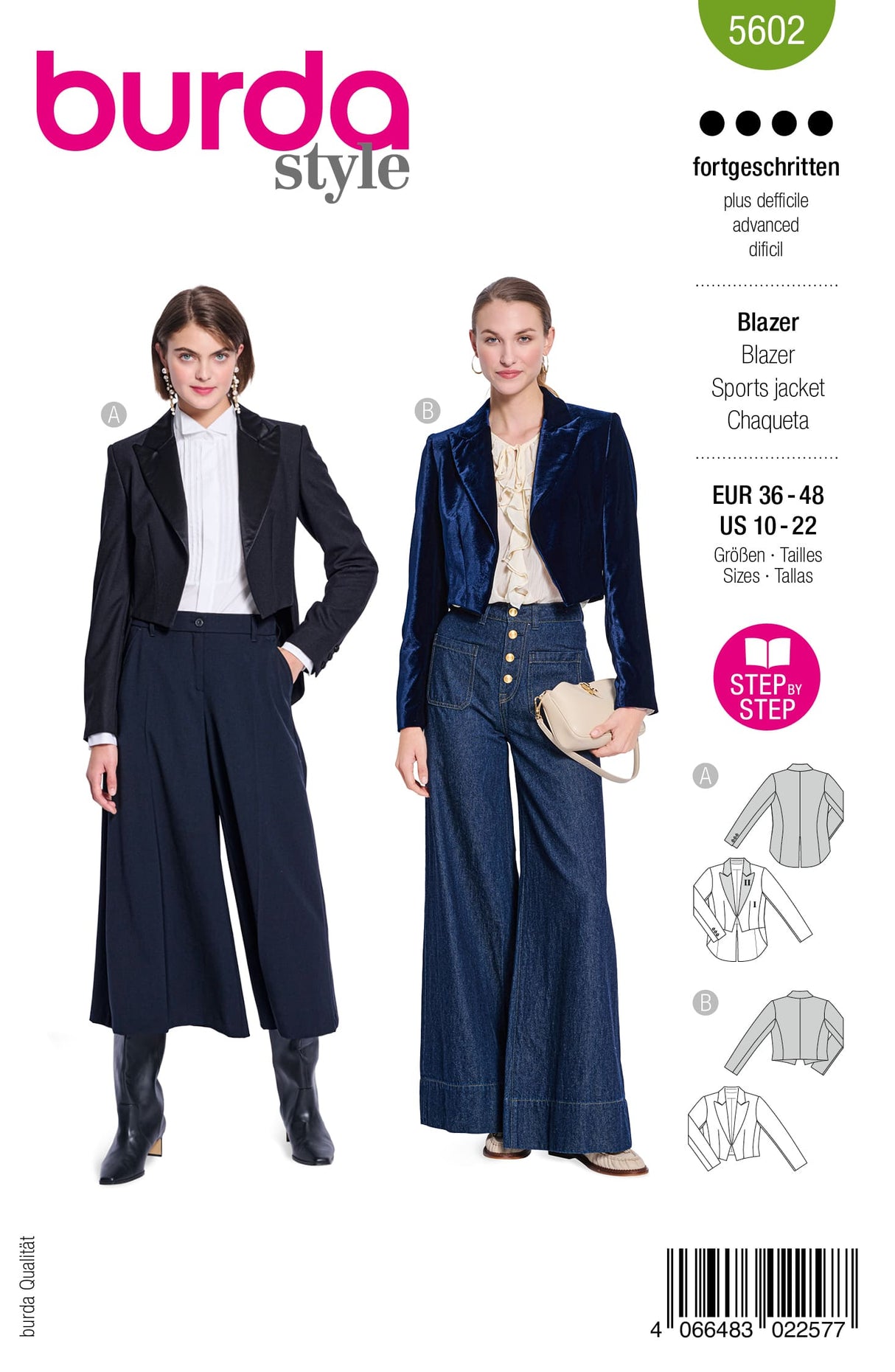 Patron Burda n°5602 - Blazers courts