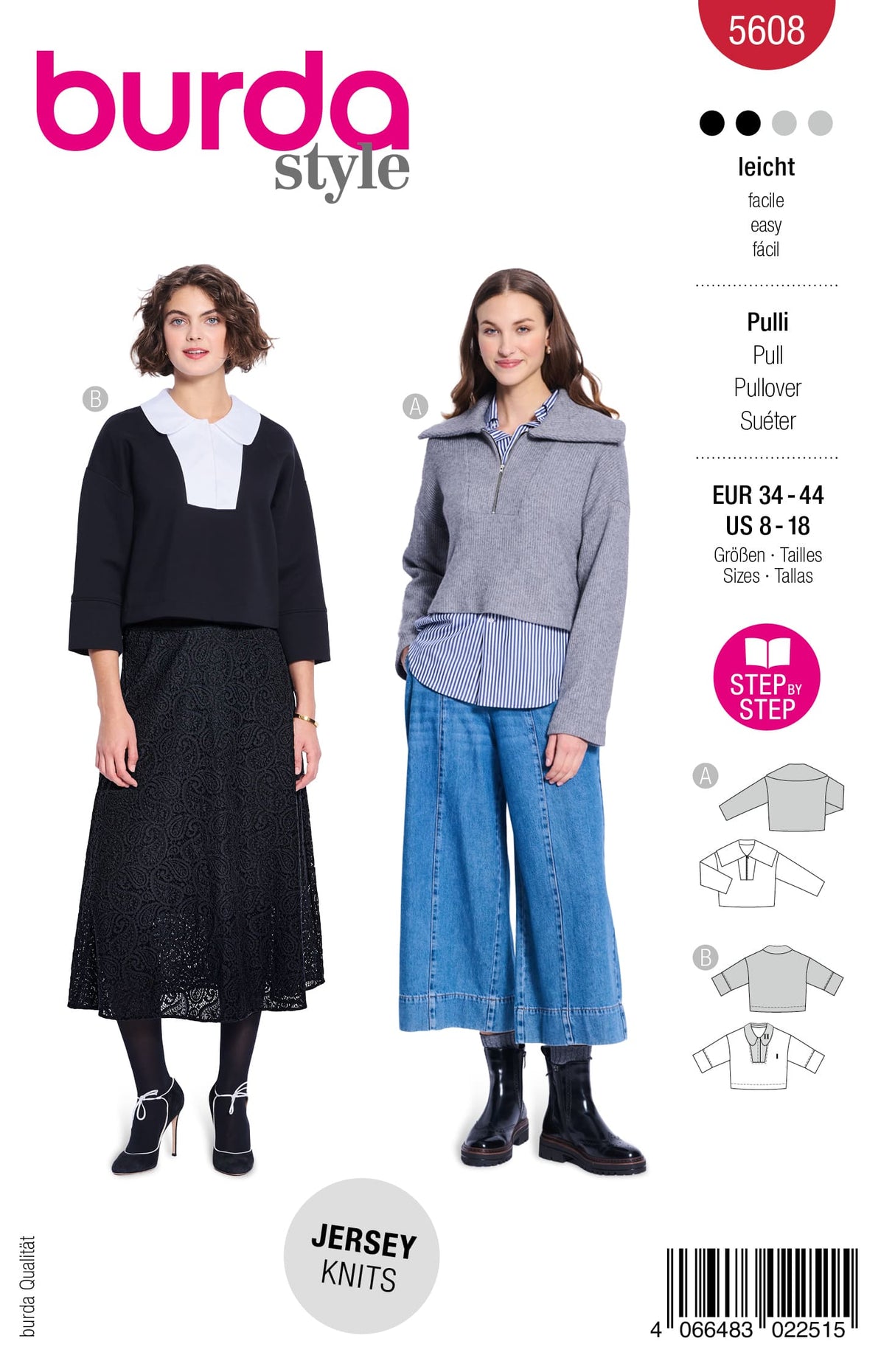 Patron Burda n°5608 - Pulls boxy