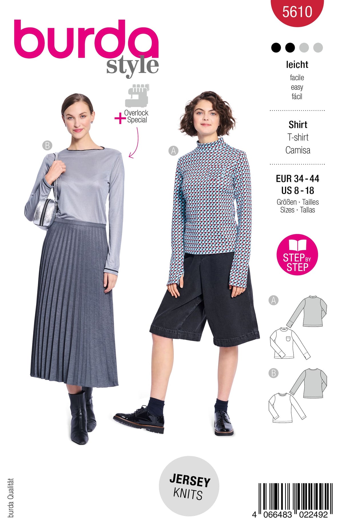 Patron Burda n°5610 - Haut manches longues