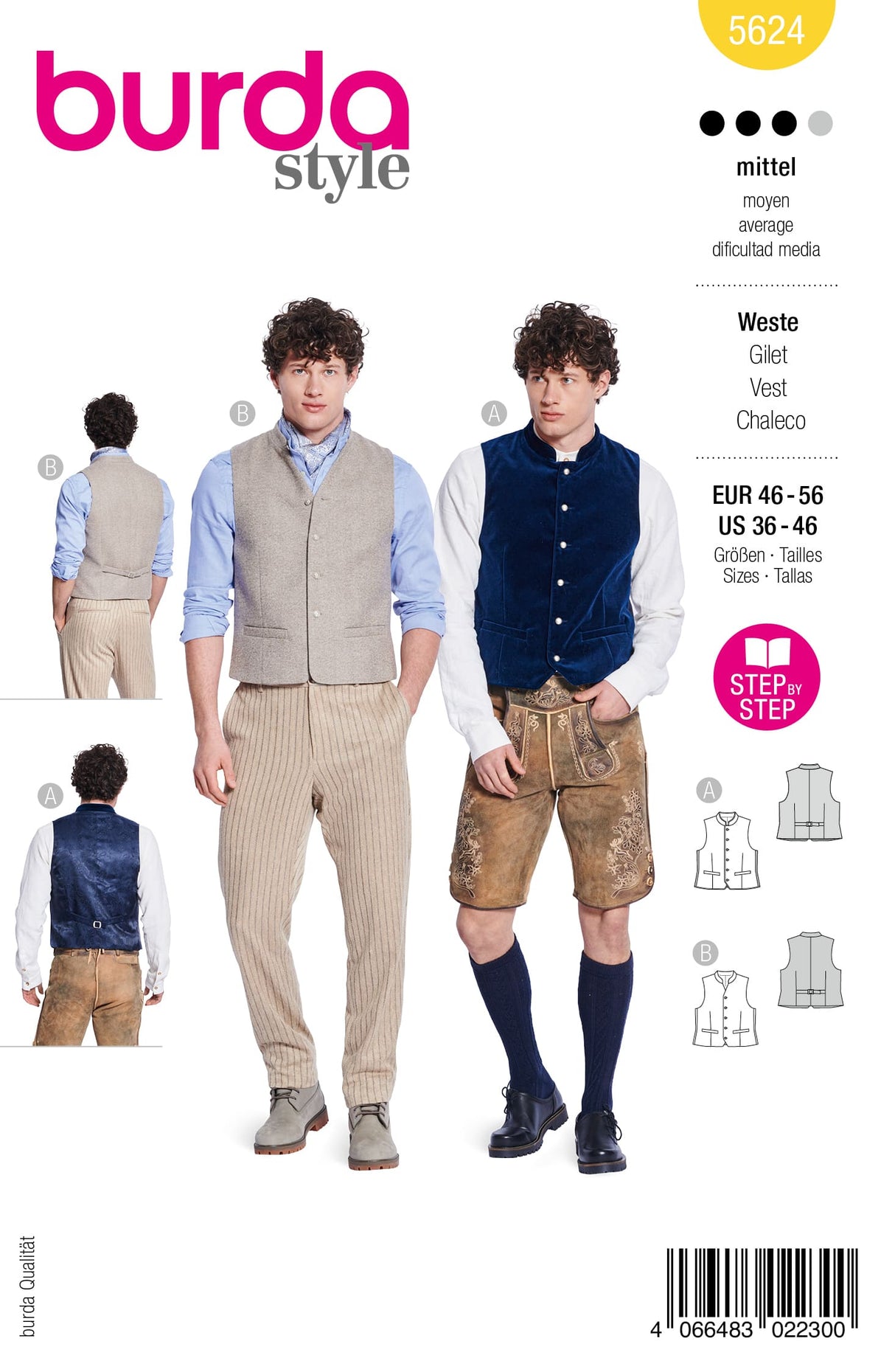 Patron Burda n°5624 - Gilets homme