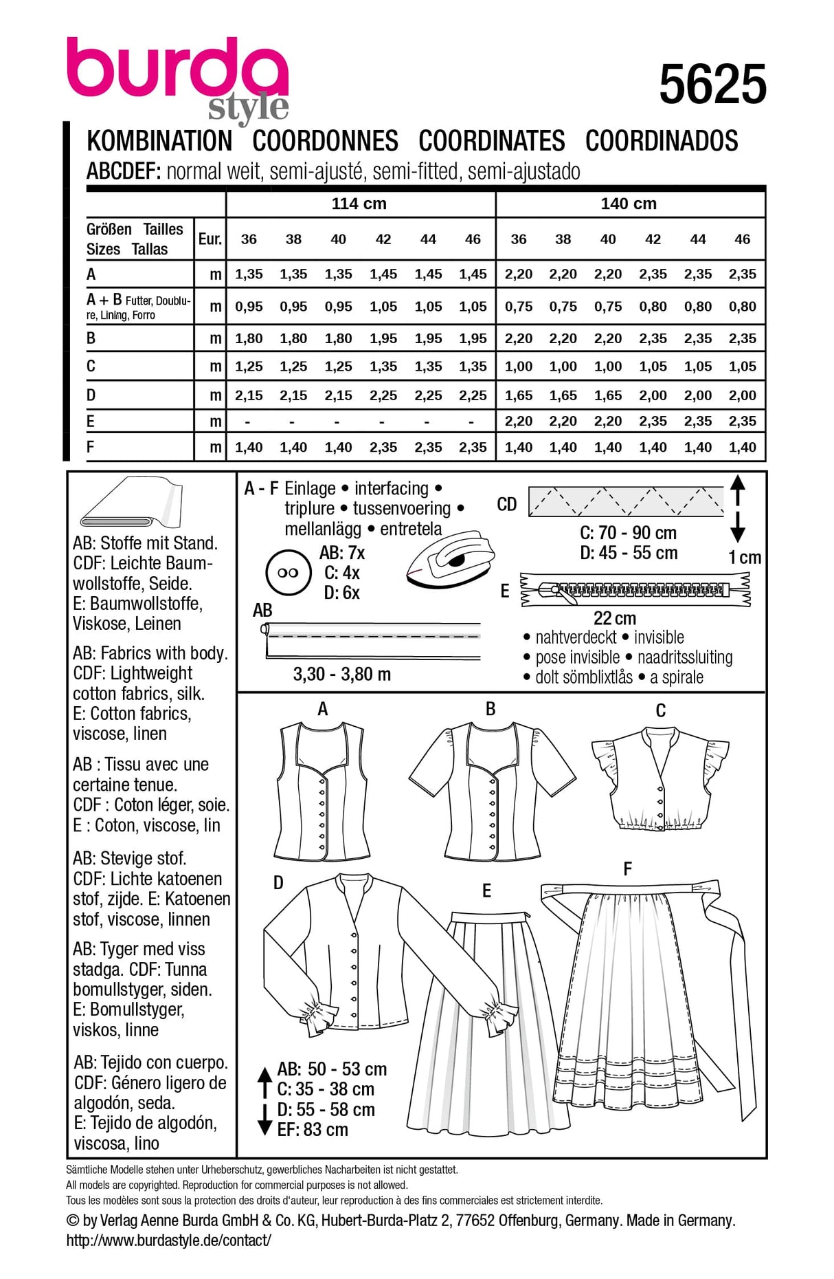 Patron Burda n°5625 - Dirndl