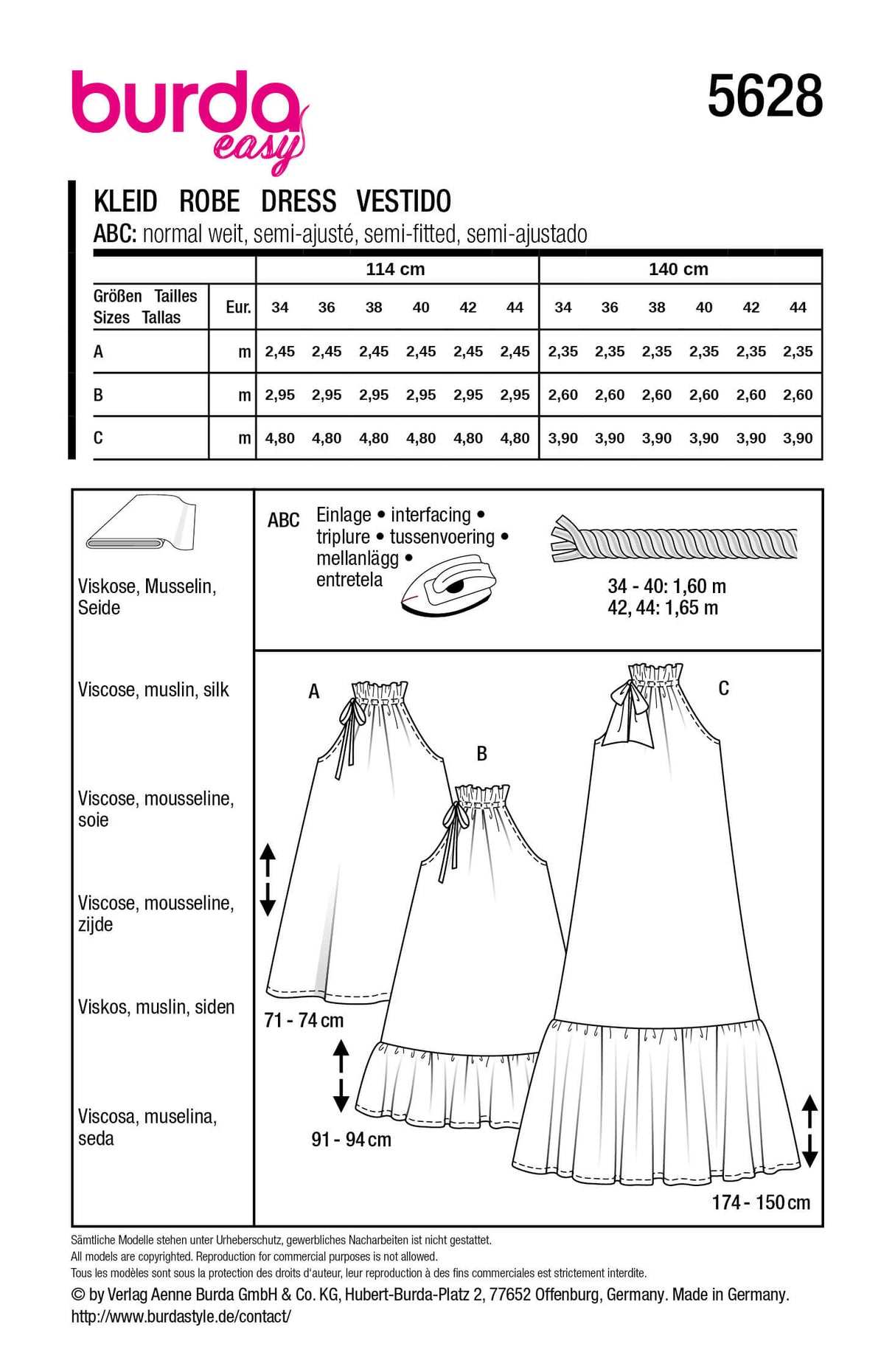 Patron Burda 5628 - Robe estivale nouée au col élégante et féminine