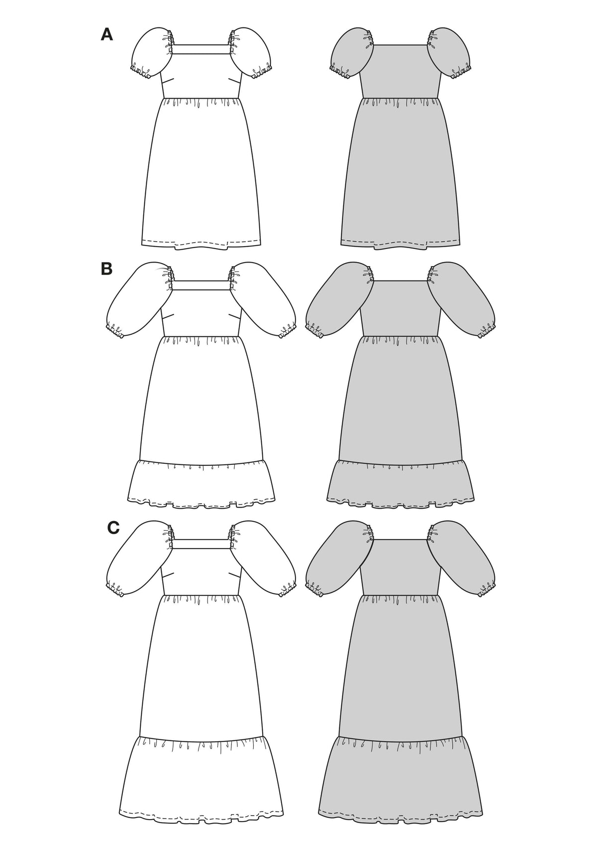 Patron Burda 5630 – Robes estivales romantiques 3 longueurs