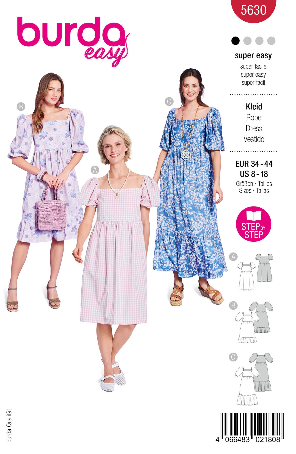 Patron Burda 5630 – Robes estivales romantiques 3 longueurs