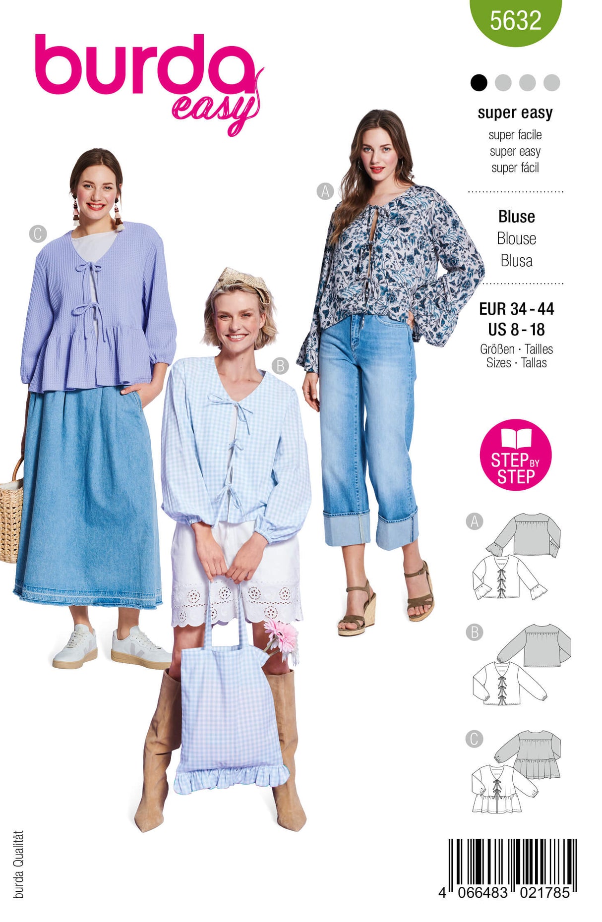 Patron Burda 5632 – Blouses bohèmes et top à volants
