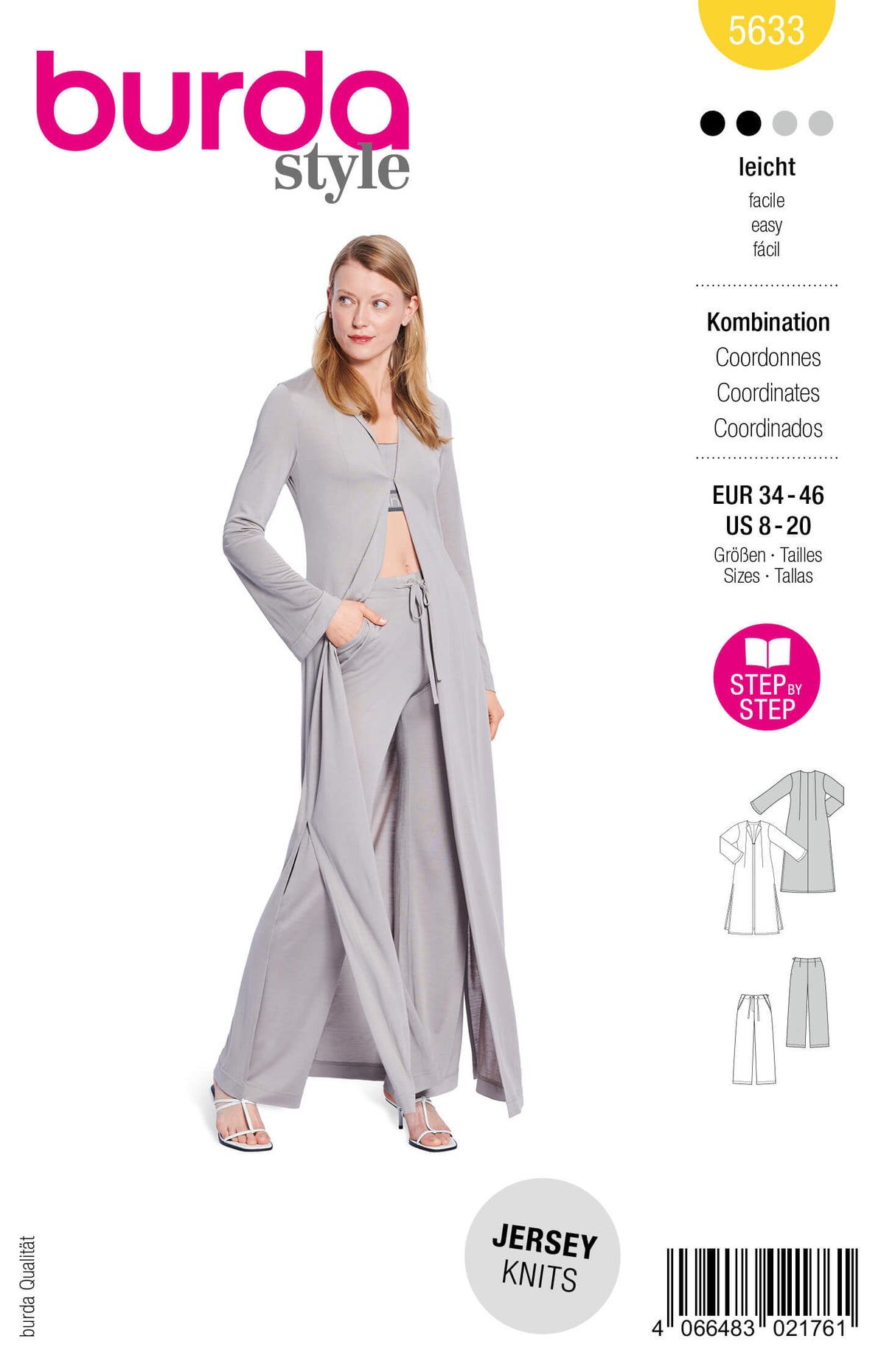 Patron Burda 5633 – Ensemble blouse longue et pantalon élégant à coudre