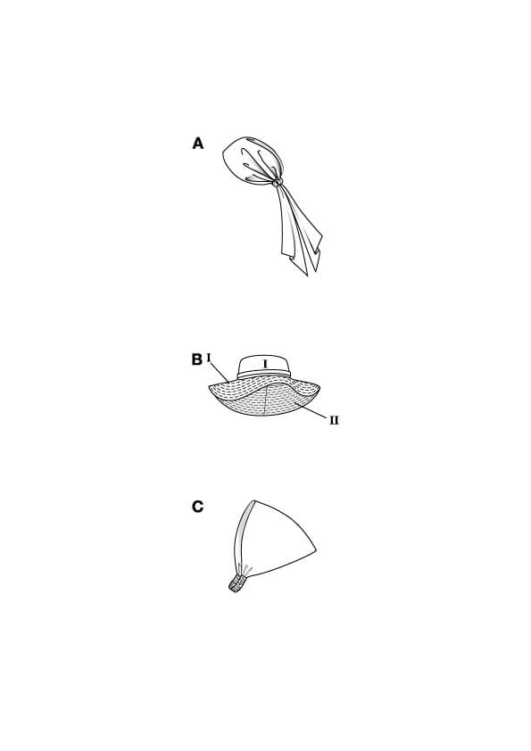 Patron Burda 5634 – Chapeau réversible et foulards d’été à coudre