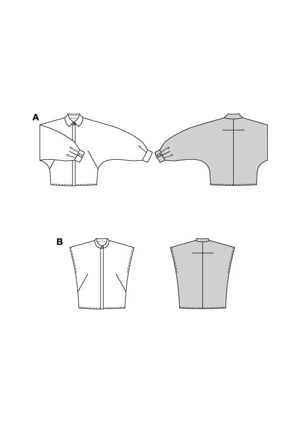 Patron Burda 5636 – Blouses modernes à manches raglan ou chauve-souris