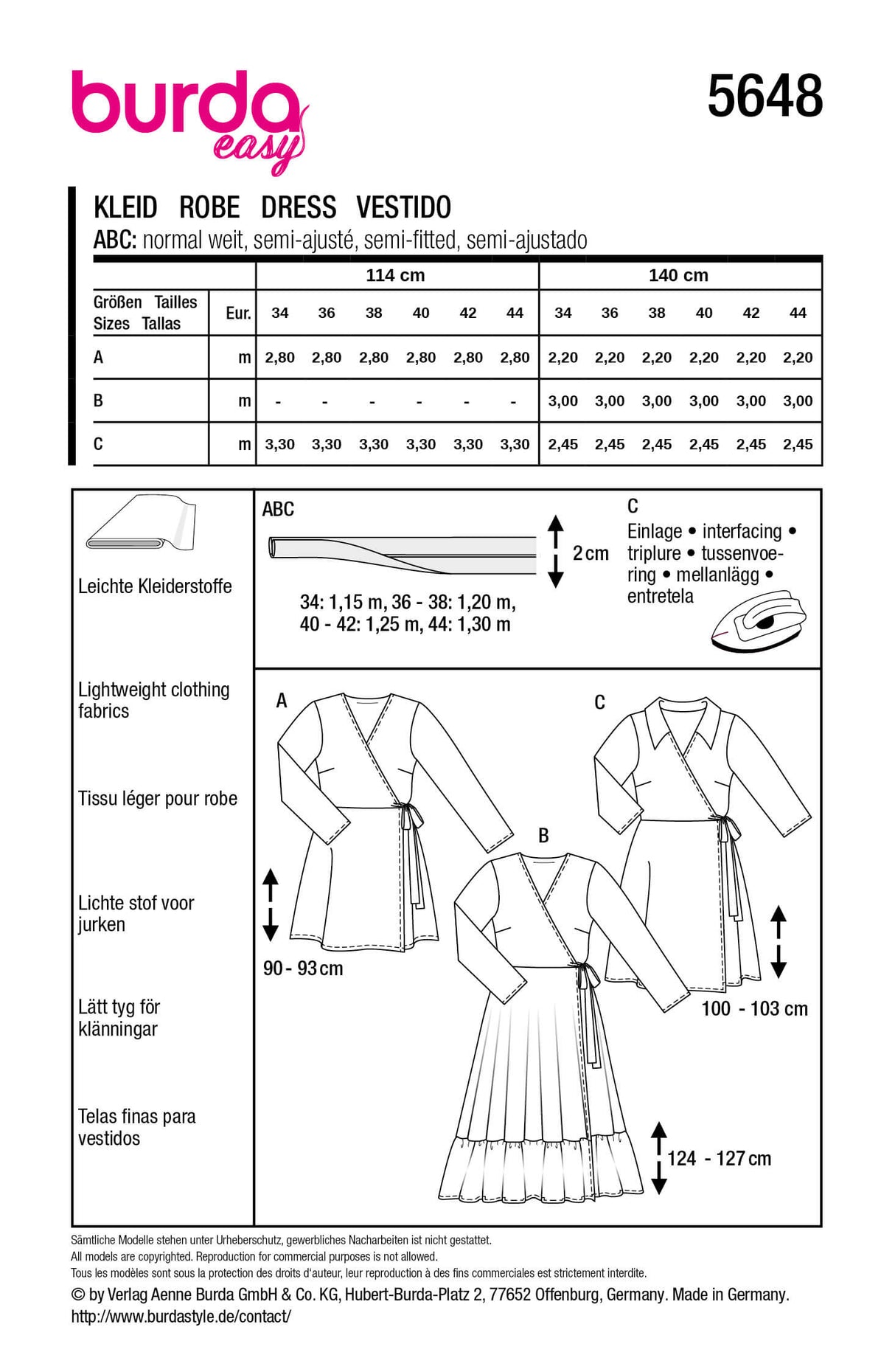 Patron Burda 5648 – Robes portefeuille élégantes à coudre