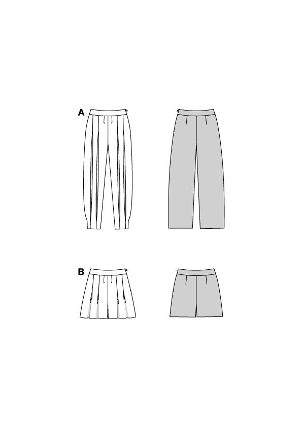 Patron Burda 5654 – Pantalon plissé et short taille haute
