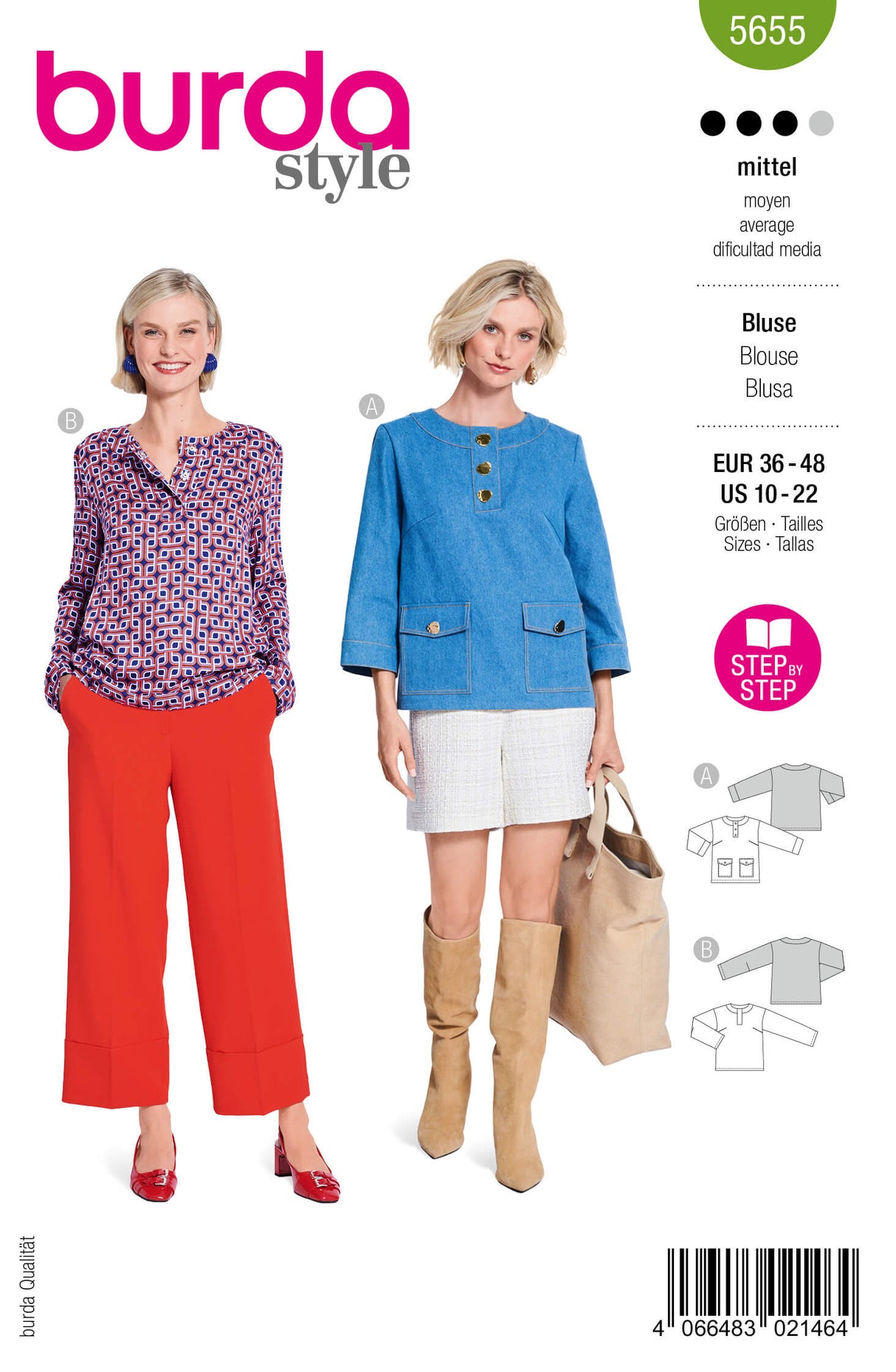 Patron Burda 5655 – Blouse femme élégante et moderne