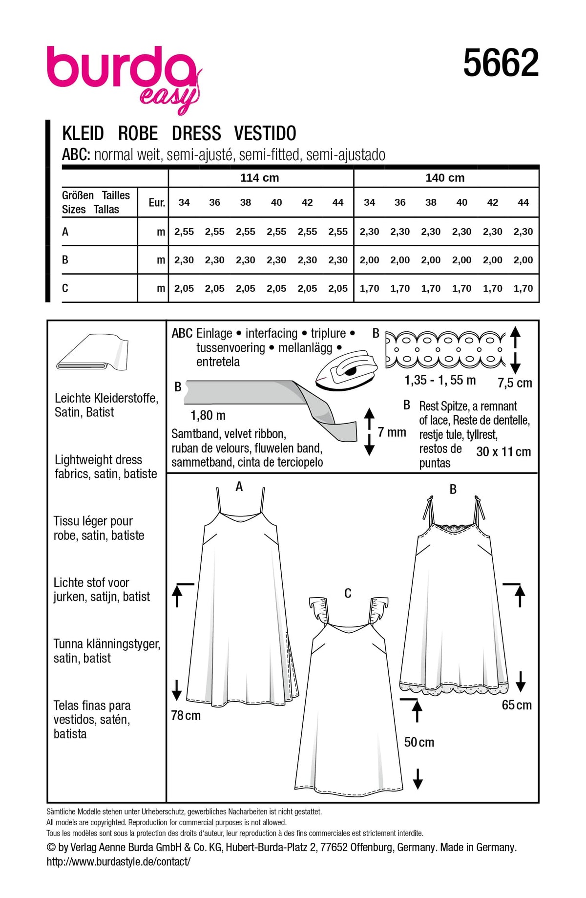 Patron Burda n°5662 - Robes à bretelles