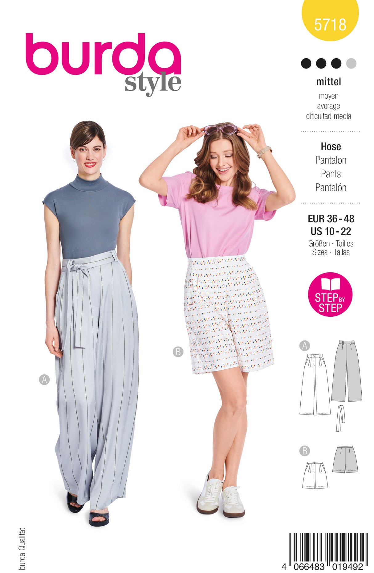 Patron Burda n°5718 - Pantalon et short femme