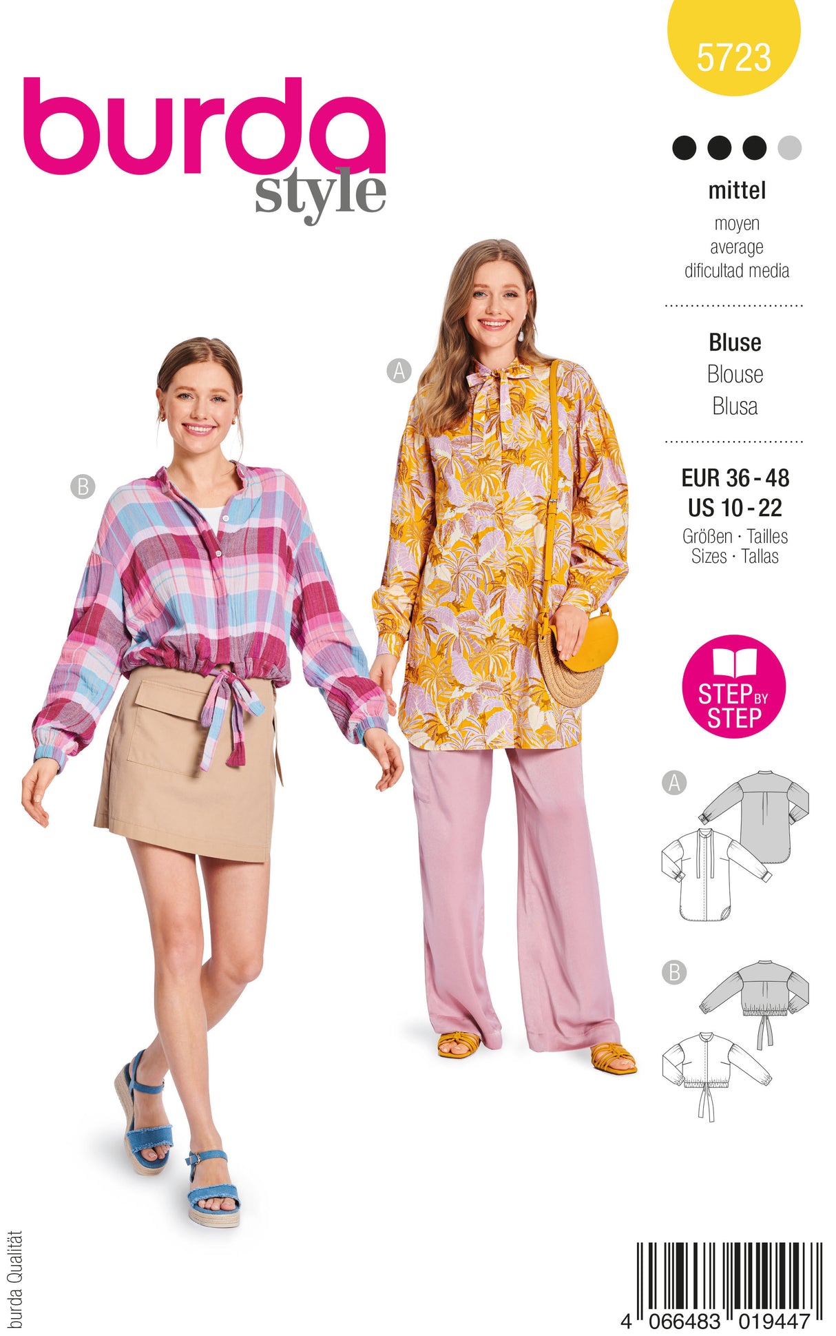 Patron Burda n°5723 - Blouse féminine avec manches volumineuses