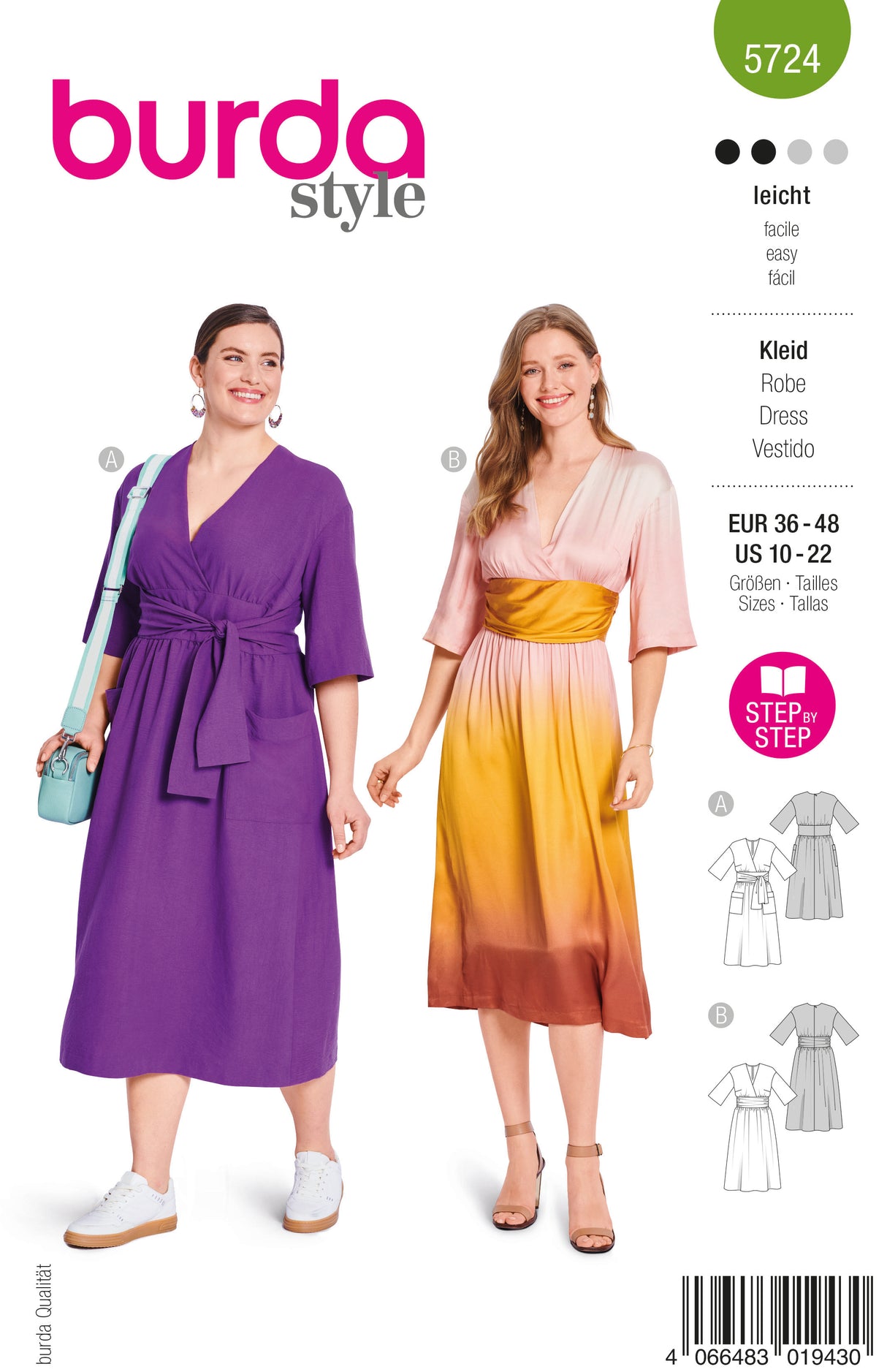 Patron Burda n°5724 - Robe portefeuille midi