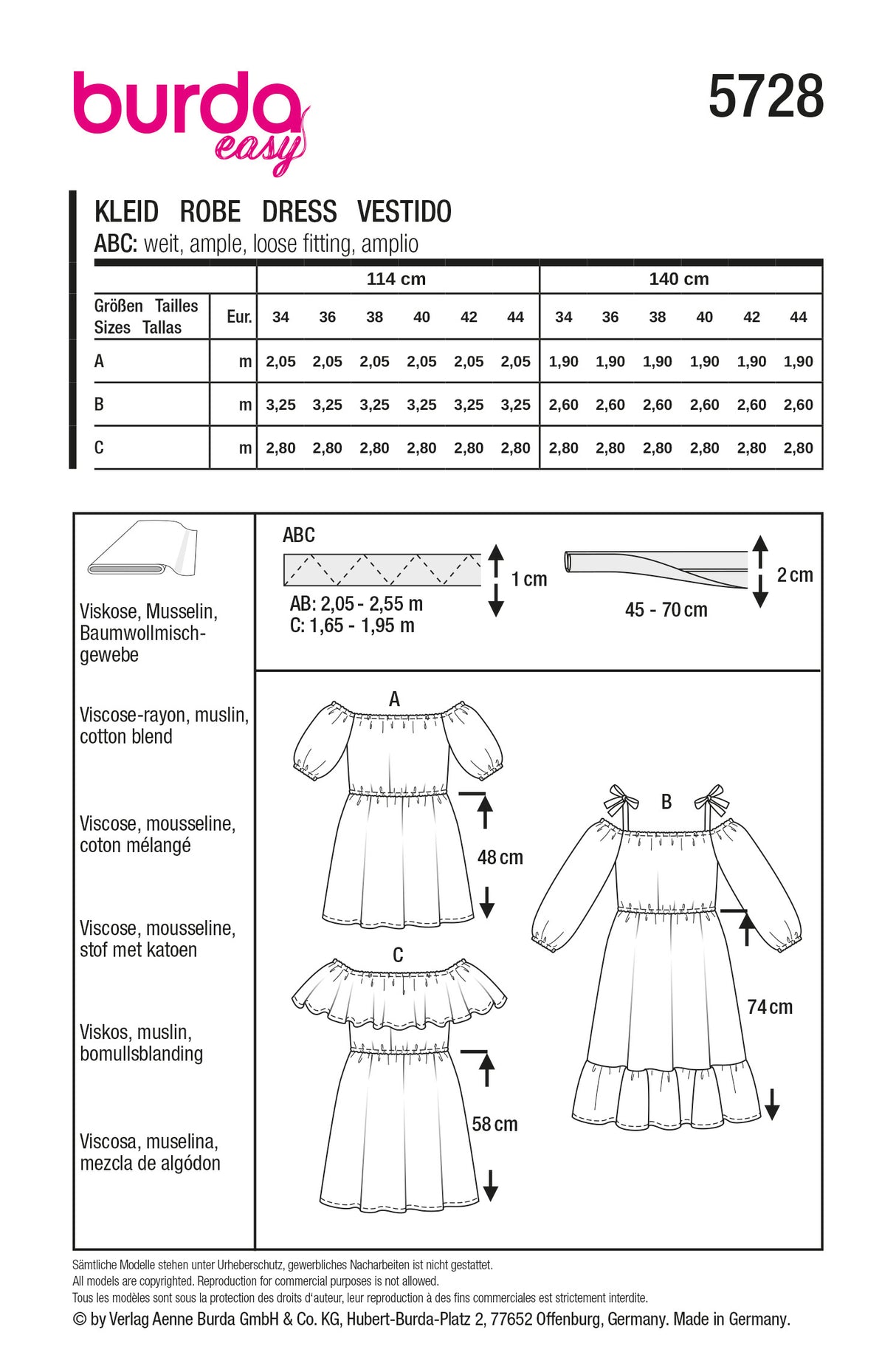 Patron Burda n°5728 - Robe d'été à volants