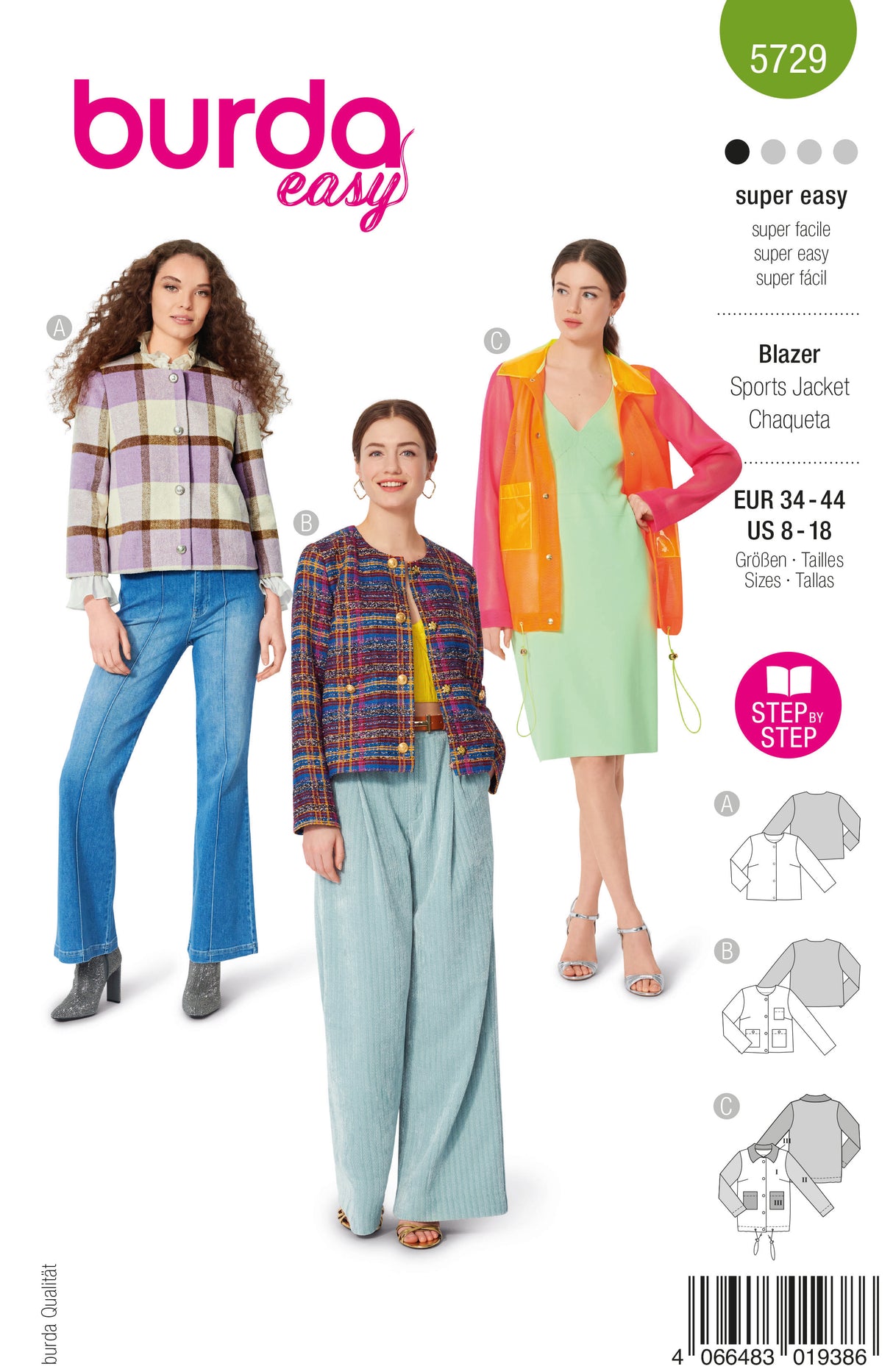 Patron Burda n°5729 - Veste courte et blazer
