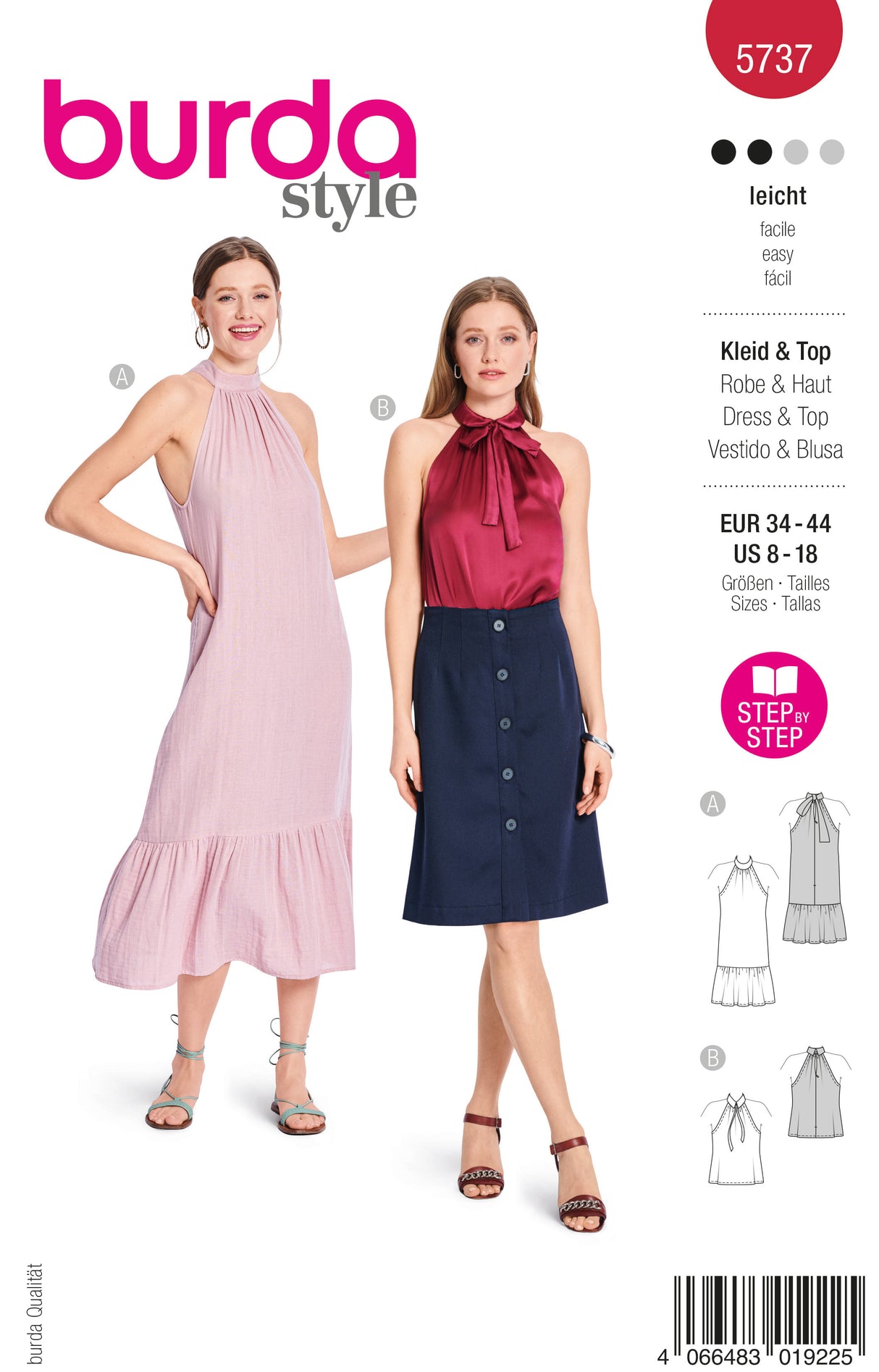 Patron Burda n°5737 – Robe longue et top noué