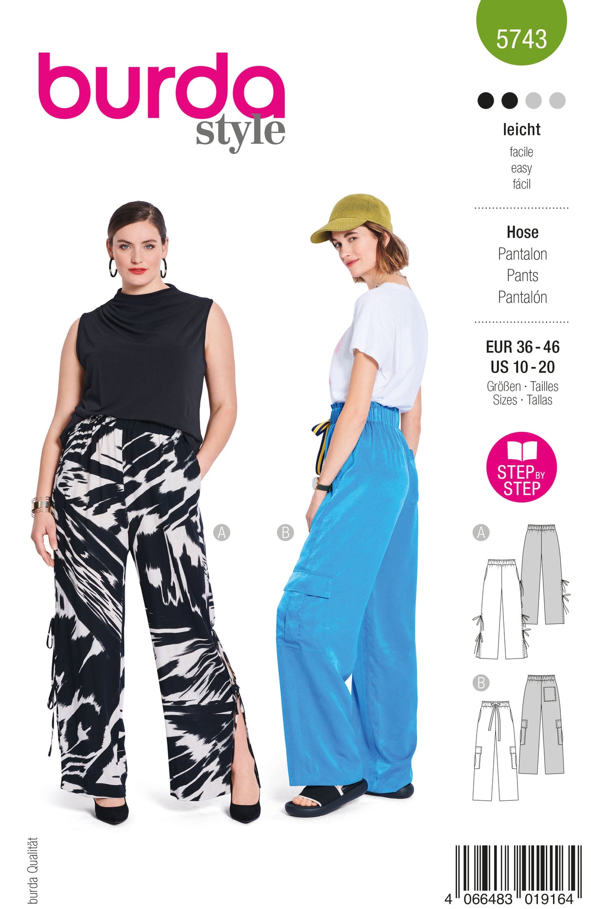 Patron Burda n°5743 – Pantalon fendu et cargo stylé