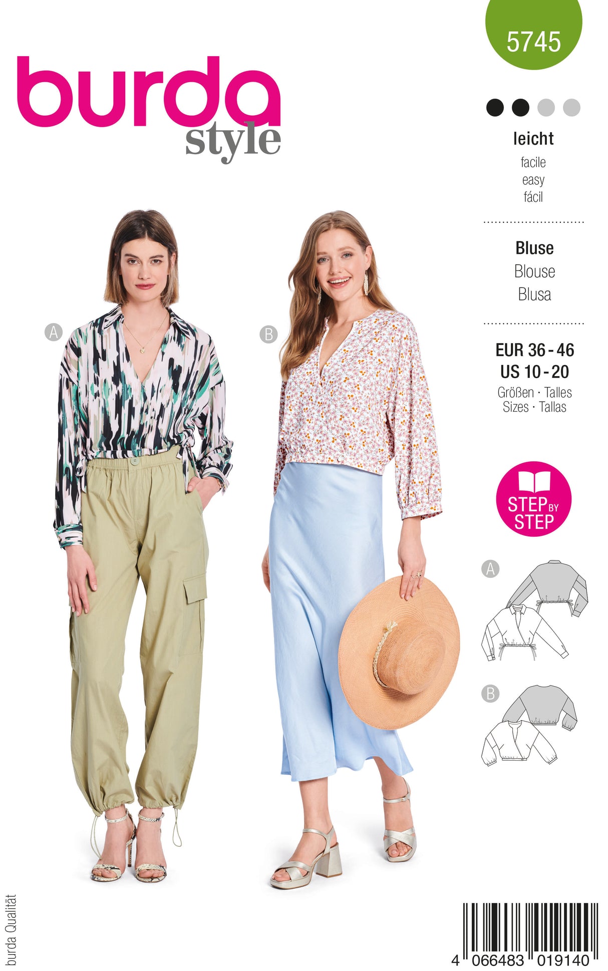 Patron Burda n°5745 – Blouse fluide à col V