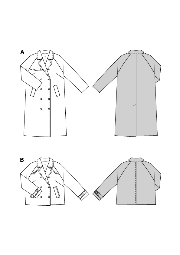 Patron Burda n°5747 – Manteau ou veste à manches raglan