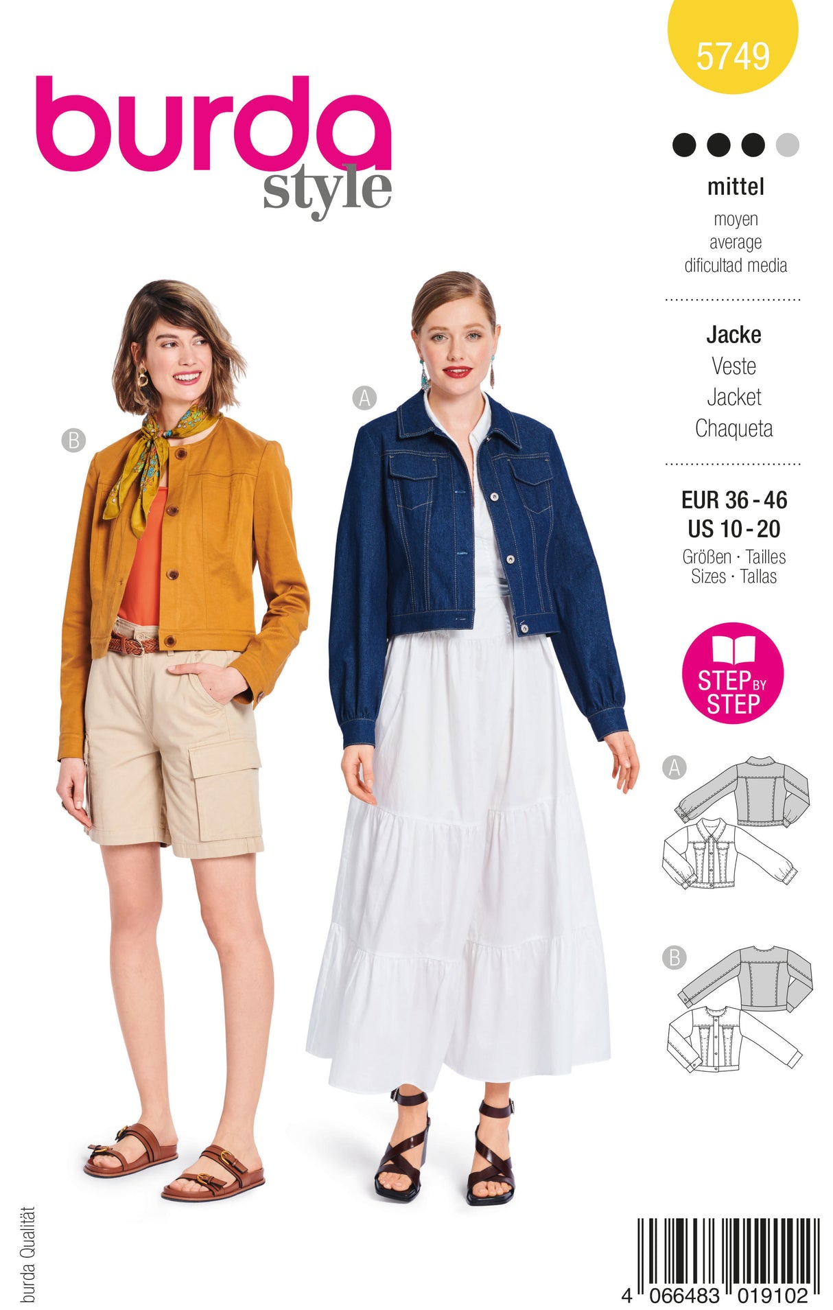 Patron Burda 5749 - Veste
