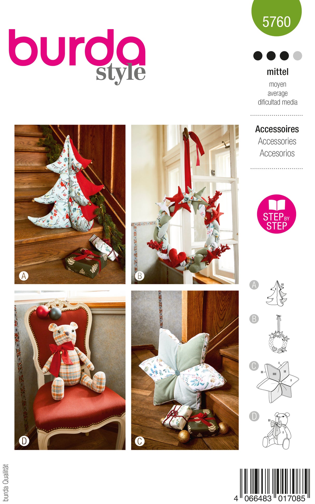 Patron Burda n°5760 – Décorations de Noël DIY