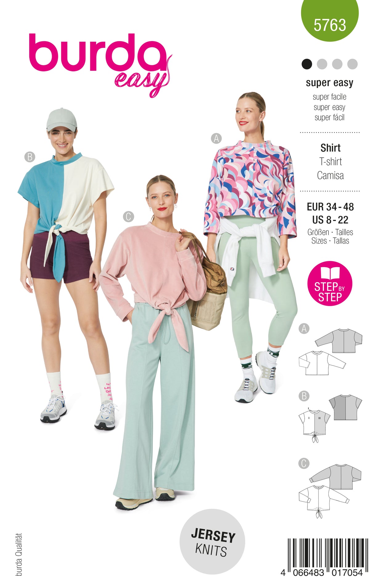 Patron Burda n°5763 – T-shirts Femme Modernes et Polyvalents