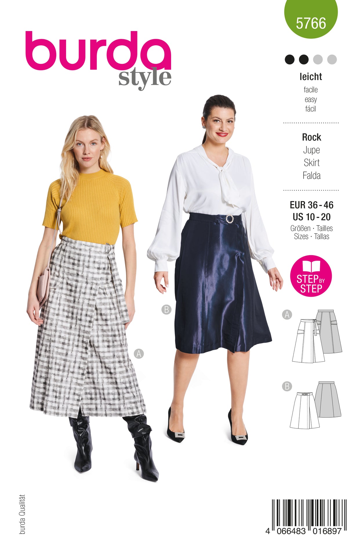 Patron Burda n°5766 – Jupe Élégante avec Ceinture Intégrée