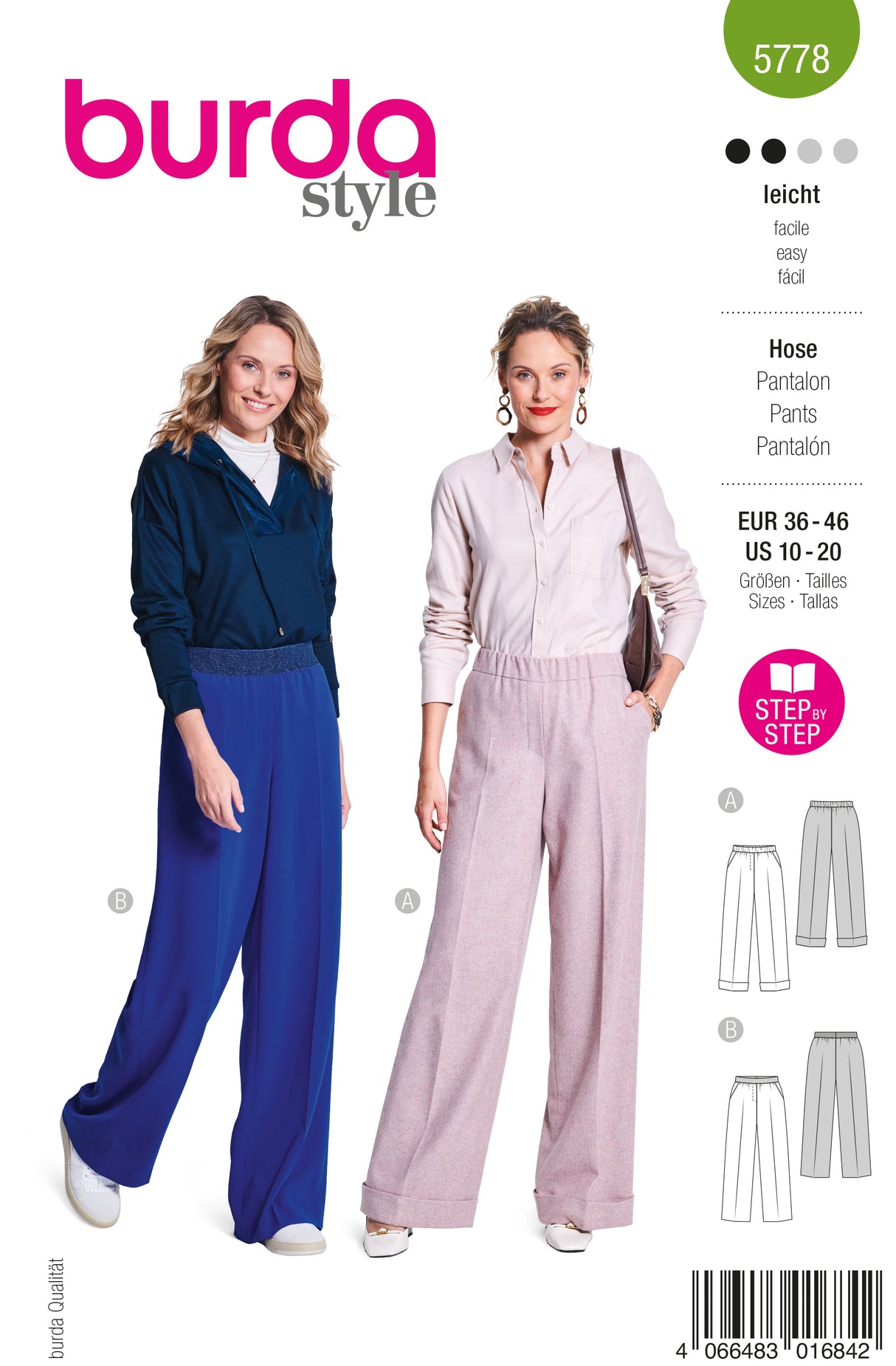 Patron Burda n°5778 – Pantalon Marlene Élégant et Confortable
