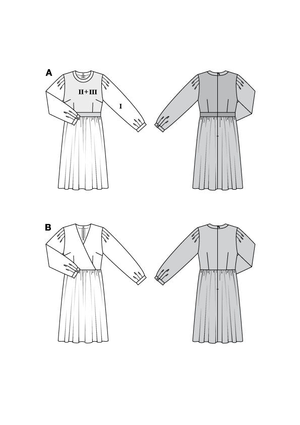 Patron Burda n°5784 – Robe Élégante avec Manches Volumineuses