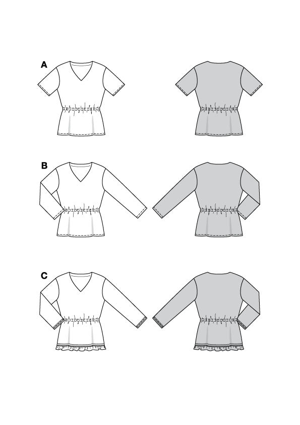 Patron Burda n°5786 - Hauts Féminins Élégants