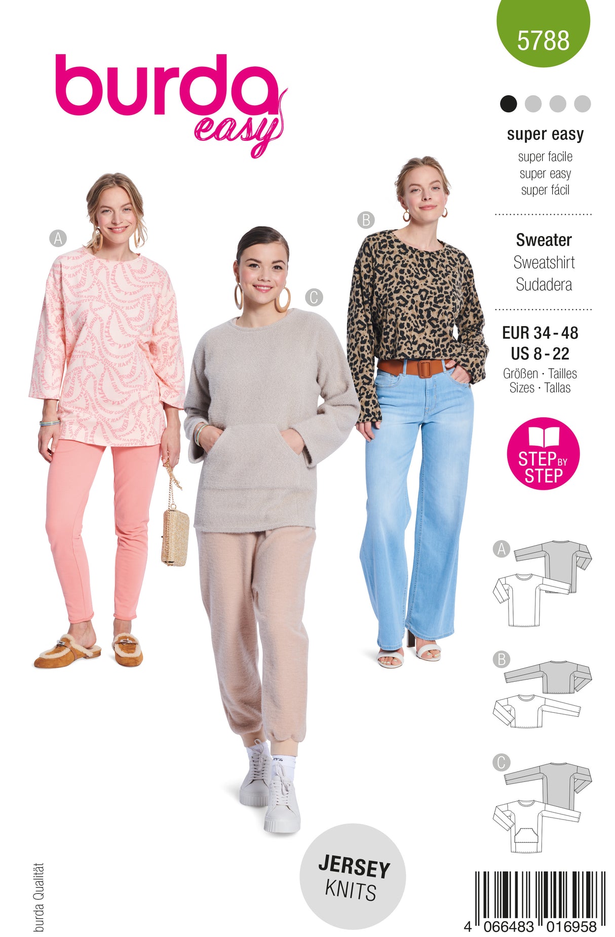 Patron Burda n°5788 - Sweatshirts Féminins