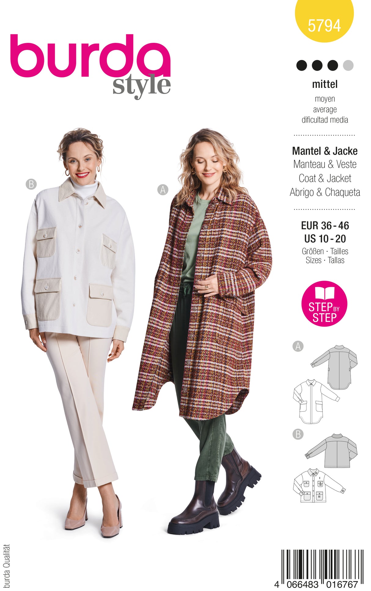 Patron Burda n°5794 - Veste et Manteau