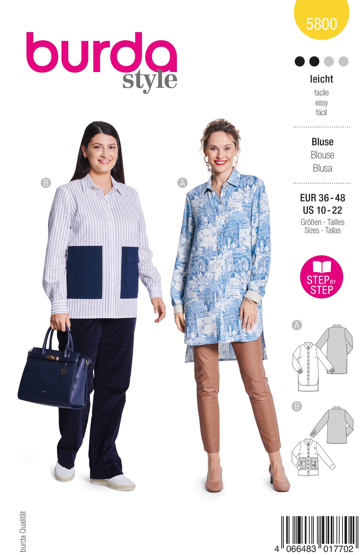 Patron Burda n°5800 - Chemise et Robe Chemise