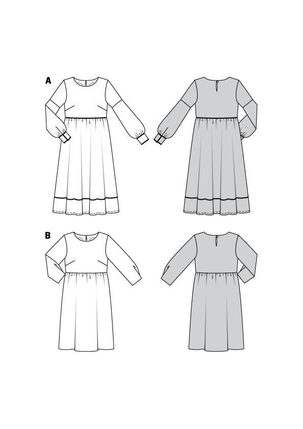 Patron Burda n°5948 - Robe taille haute et encolure ronde