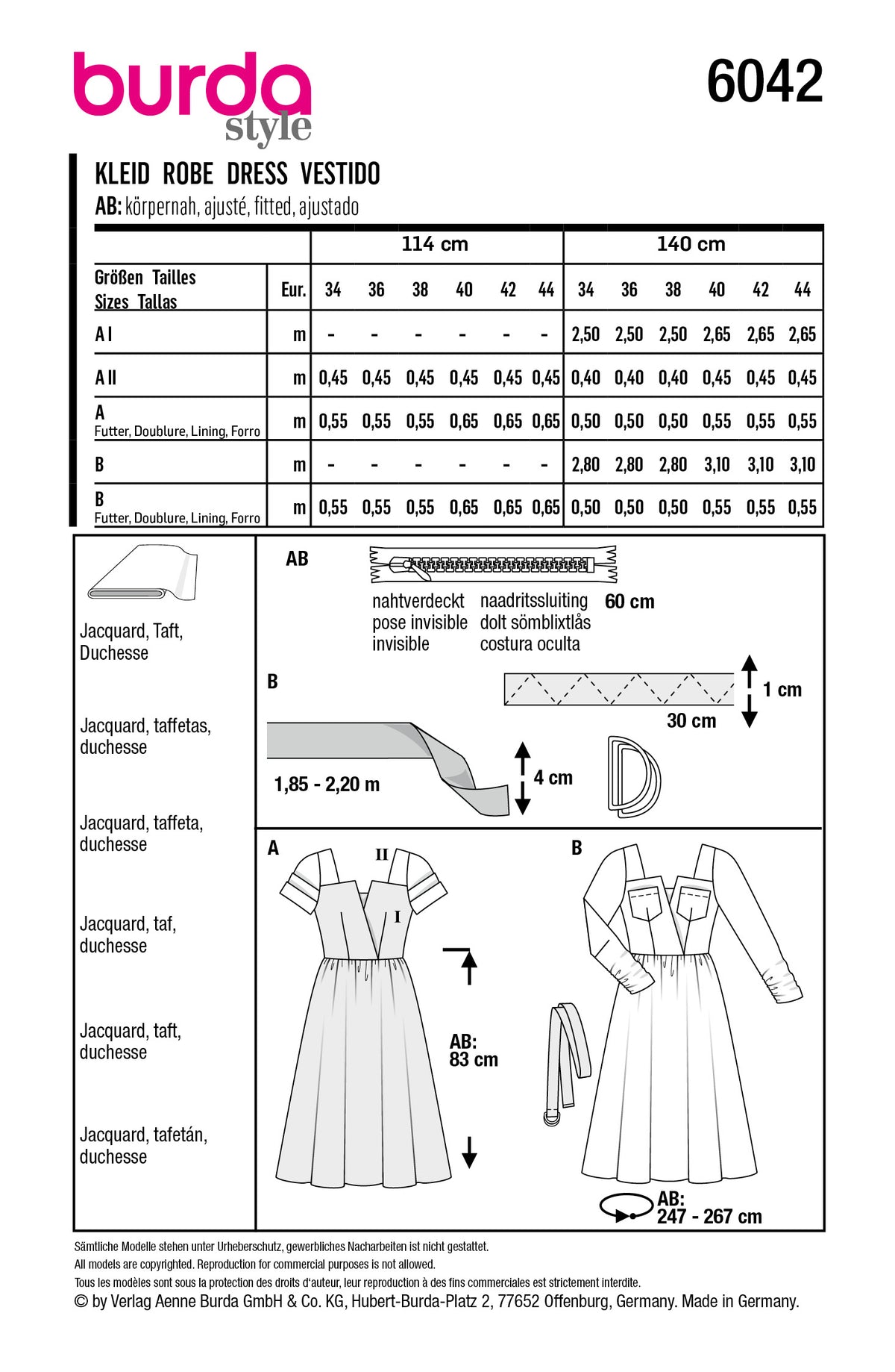 Patron Burda n°6042 – Robe rétro élégante
