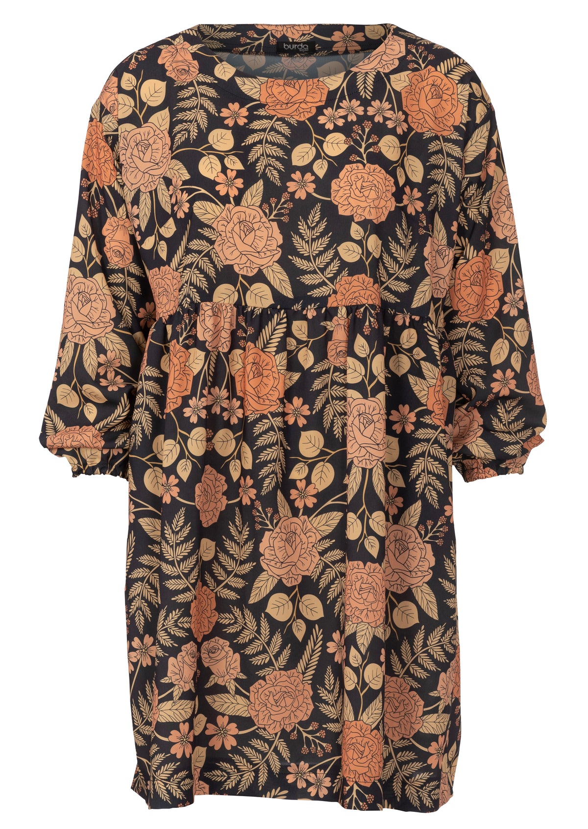 Patron Burda n°6055 – Robe à jupe froncée