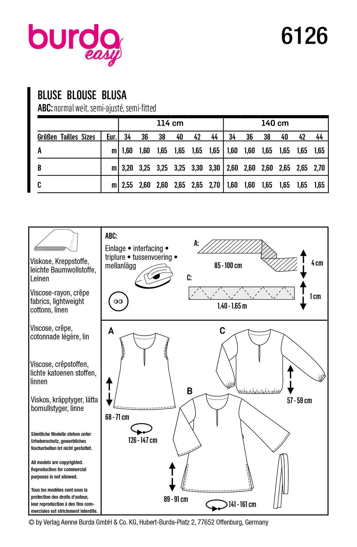 Patron Burda n°6126 – Tunique et robe classique